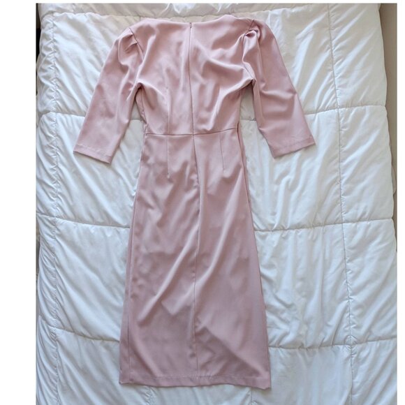 Ode Pink Feminine Side Shirring Slit Dress - Picture 7 of 7